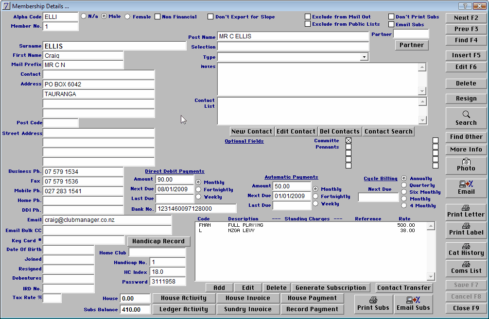 member details
